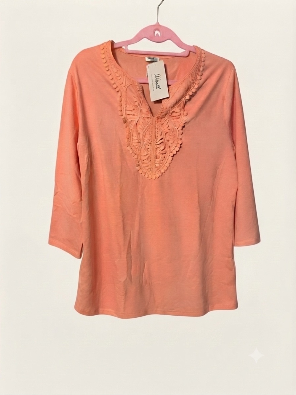 Wiholl Coral Crochet-Detail 3/4 Sleeve Tunic